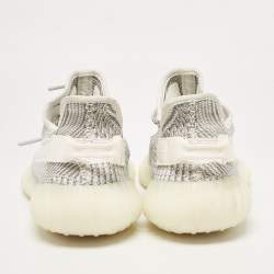 Pre Owned Yeezy x Adidas White/Grey Knit Fabric Boost 350 V2 Static (Non-Reflective) Sneakers Size 39 1/3