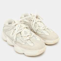 Yeezy x Adidas Cream Mesh and Suede Yeezy 500 'Bone White' Low Top Sneakers Size 36