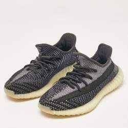 Yeezy x Adidas Black/Grey Knit Fabric Boost 350 V2 Carbon Sneakers Size 42