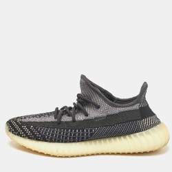 Yeezy x Adidas Black/Grey Knit Fabric Boost 350 V2 Carbon Sneakers Size 42