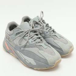 Yeezy x Adidas Grey Leather and Mesh Boost 700 'Inertia' Low Top Sneakers Size 40