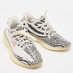 Yeezy x Adidas White/Black Knit Fabric Boost 350 V2 Zebra Sneakers Size 41 1/3