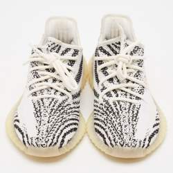 Yeezy x Adidas White/Black Knit Fabric Boost 350 V2 Zebra Sneakers Size 41 1/3