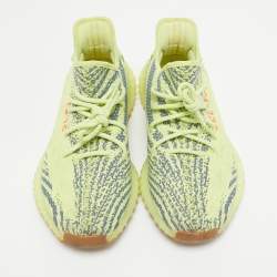 Yeezy x Adidas Yellow Knit Fabric Boost 350 V2 Semi Frozen Yellow Sneakers Size 42