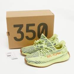 Yeezy x Adidas Yellow Knit Fabric Boost 350 V2 Semi Frozen Yellow Sneakers Size 42