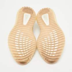 Pre Owned Yeezy x Adidas Beige/Blue Knit Fabric Boost 350 V2 Linen Sneakers Size 41 1/3