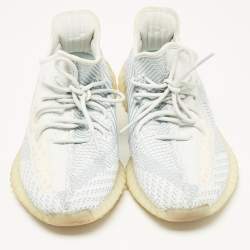 Pre Owned Yeezy x Adidas Blue/White Knit Fabric Boost 350 V2 Cloud White (Non-Reflective) Sneakers Size 46 2/3