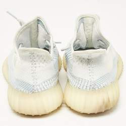 Pre Owned Yeezy x Adidas Blue/White Knit Fabric Boost 350 V2 Cloud White (Non-Reflective) Sneakers Size 46 2/3