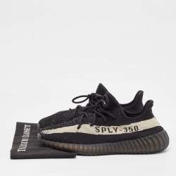 Yeezy x Adidas Black Knit Fabric Boost 350 V2 Core Black White Sneakers Size 44 2/3
