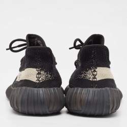 Yeezy x Adidas Black Knit Fabric Boost 350 V2 Core Black White Sneakers Size 44 2/3