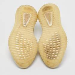 Pre Owned Yeezy x Adidas White Knit Fabric Boost 350 V2 Triple White Sneakers Size 44 2/3