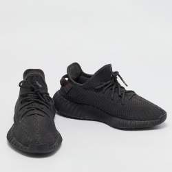 Yeezy x Adidas Black Knit Fabric Boost 350 V2 Static Black Non-Reflective Sneakers Size 44