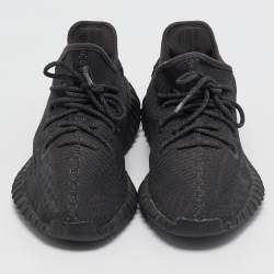 Yeezy x Adidas Black Knit Fabric Boost 350 V2 Static Black Non-Reflective Sneakers Size 44