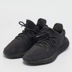 Yeezy x Adidas Black Knit Fabric Boost 350 V2 Static Black Non-Reflective Sneakers Size 44