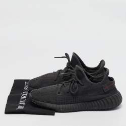 Yeezy x Adidas Black Knit Fabric Boost 350 V2 Static Black Non-Reflective Sneakers Size 44