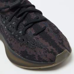Pre Owned Yeezy x Adidas Black/Brown Knit Fabric Boost 380 Onyx Sneakers Size 41 1/3