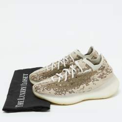 Pre Owned Yeezy x Adidas Beige/Brown Knit Fabric Boost 380 Pyrite Sneakers Size 41 1/3