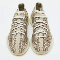 Pre Owned Yeezy x Adidas Beige/Brown Knit Fabric Boost 380 Pyrite Sneakers Size 41 1/3