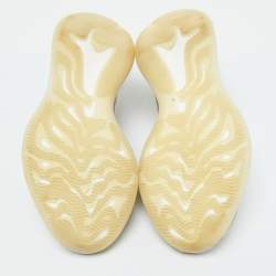 Pre Owned Yeezy x Adidas Beige/Brown Knit Fabric Boost 380 Pyrite Sneakers Size 41 1/3