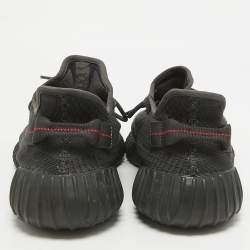 Pre Owned Yeezy x Adidas Black Knit Fabric Boost 350 V2 Black (Non-Reflective) Sneakers Size 46 2/3