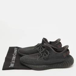 Pre Owned Yeezy x Adidas Black Knit Fabric Boost 350 V2 Black (Non-Reflective) Sneakers Size 46 2/3
