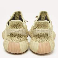Pre Owned Yeezy x Adidas Green Knit Fabric Boost 350 V2 Sulfur Sneakers Size 38 2/3