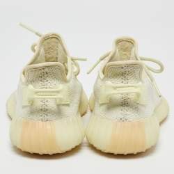 Yeezy x Adidas Light Yellow Knit Fabric Boost 350 V2 Butter Sneakers Size 38