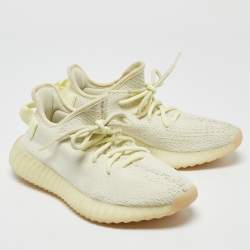 Yeezy x Adidas Light Yellow Knit Fabric Boost 350 V2 Butter Sneakers Size 38