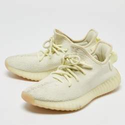 Yeezy x Adidas Light Yellow Knit Fabric Boost 350 V2 Butter Sneakers Size 38