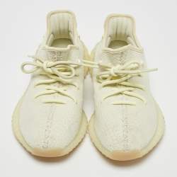 Yeezy x Adidas Light Yellow Knit Fabric Boost 350 V2 Butter Sneakers Size 38
