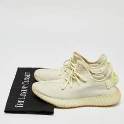 Yeezy x Adidas Light Yellow Knit Fabric Boost 350 V2 Butter Sneakers Size 38