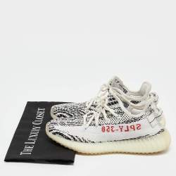 Yeezy x Adidas White/Black Knit Fabric Boost 350 V2 Zebra Sneakers Size 37 1/3