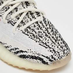 Yeezy x Adidas White/Black Knit Fabric Boost 350 V2 Zebra Sneakers Size 37 1/3