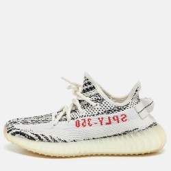 Yeezy x Adidas White/Black Knit Fabric Boost 350 V2 Zebra Sneakers Size 37 1/3
