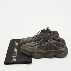Yeezy x Adidas Grey Suede and Mesh Boost 500 Utility Black Sneakers Size 39 1/3