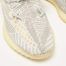 Pre Owned Yeezy x Adidas Grey/White Knit Fabric Boost 350 V2 Static Lace Up Sneakers Size 45 1/3