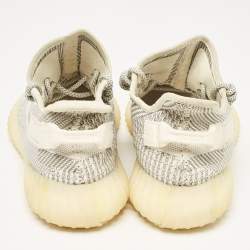 Pre Owned Yeezy x Adidas Grey/White Knit Fabric Boost 350 V2 Static Lace Up Sneakers Size 45 1/3