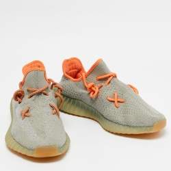 Pre Owned Yeezy x Adidas Green/Grey Knit Fabric Boost 350 V2 Desert Sage Sneakers Size 45 1/3
