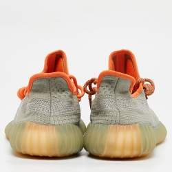 Pre Owned Yeezy x Adidas Green/Grey Knit Fabric Boost 350 V2 Desert Sage Sneakers Size 45 1/3