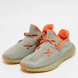 Pre Owned Yeezy x Adidas Green/Grey Knit Fabric Boost 350 V2 Desert Sage Sneakers Size 45 1/3