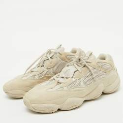 Pre Owned Yeezy x Adidas Cream Suede and Mesh Yeezy 500 Blush/Desert Rat Sneakers Size 47 1/3