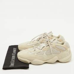 Pre Owned Yeezy x Adidas Cream Suede and Mesh Yeezy 500 Blush/Desert Rat Sneakers Size 47 1/3