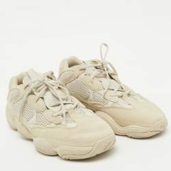 Pre Owned Yeezy x Adidas Cream Suede and Mesh Yeezy 500 Blush/Desert Rat Sneakers Size 47 1/3