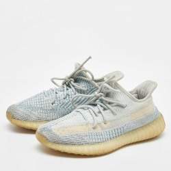 Yeezy x Adidas Green/White Knit Fabric Boost 350 V2 Cloud White Non-Reflective Sneakers 41 1/2