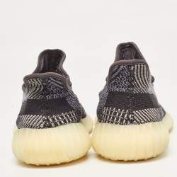Pre Owned Yeezy x Adidas Black/Blue Knit Fabric Boost 350 V2 Carbon Sneakers Size 44