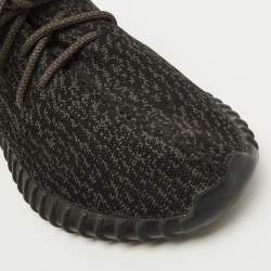 Pre Owned Yeezy x Adidas Black Knit Fabric Boost 350 Pirate Black Sneakers Size 46