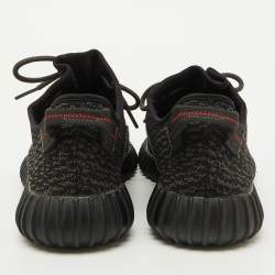 Pre Owned Yeezy x Adidas Black Knit Fabric Boost 350 Pirate Black Sneakers Size 46