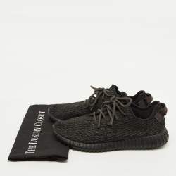 Pre Owned Yeezy x Adidas Black Knit Fabric Boost 350 Pirate Black Sneakers Size 46