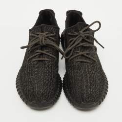 Pre Owned Yeezy x Adidas Black Knit Fabric Boost 350 Pirate Black Sneakers Size 46