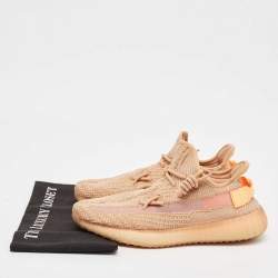 Pre Owned Yeezy x Adidas Orange Knit Fabric Boost 350 V2 Clay Sneakers Size 41 1/3